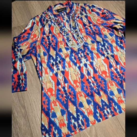 Jones New York Signature Ladies Multi-Color Long Sleeve Blouse Top Sz Large - Picture 7 of 9